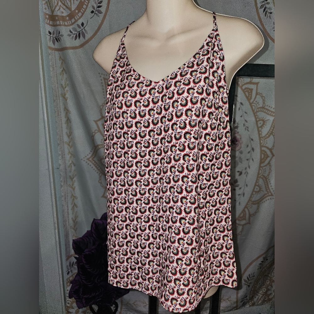 Like New Cabi Stylish Women's Pink Patterned Spaghetti Strap Tank Top Size XS